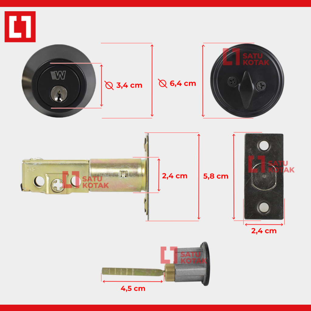 Kunci Deadbolt Tambahan Pintu Door Lock Silinder Knob Stainless Weldom