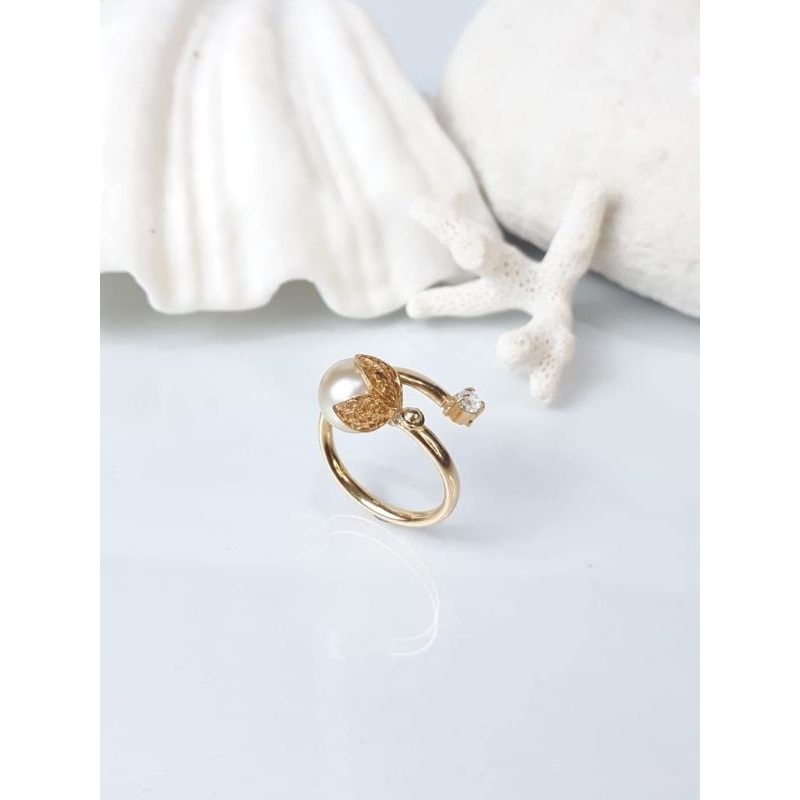 Cincin emas asli mutiara air laut | Mutiara Lombok Asli