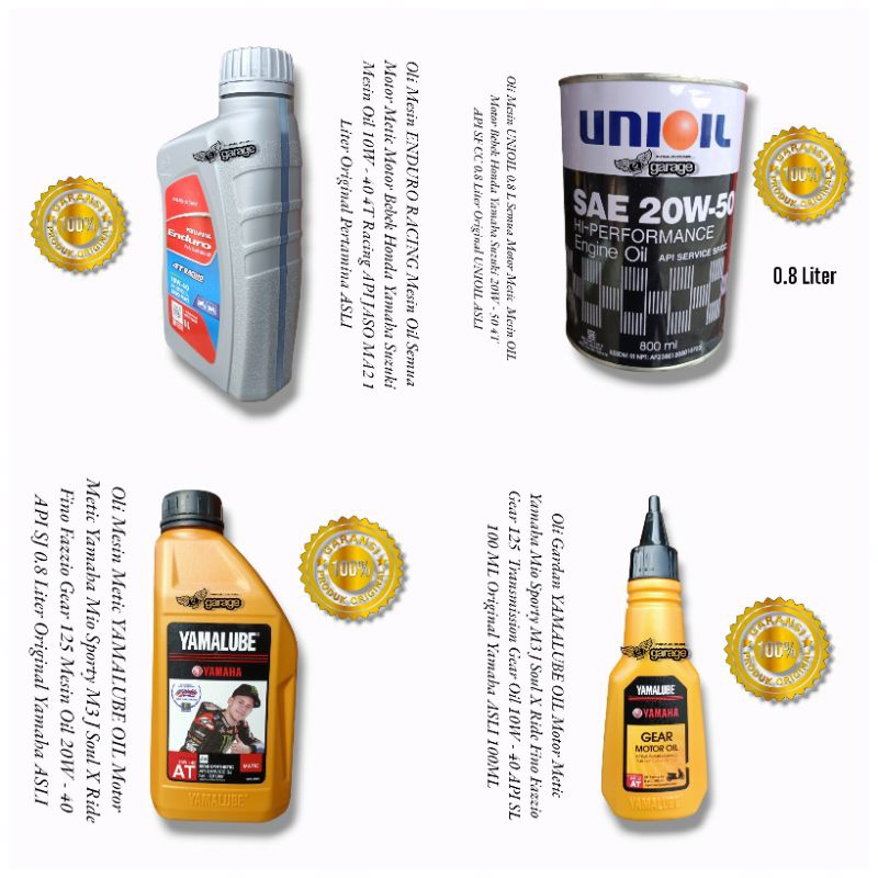 Oli Mesin Yamalube Metic 0.8 liter UNIOIL 0.8 Liter Enduro Racing 1 Liter Oil Motor Metik 20W 40 Api