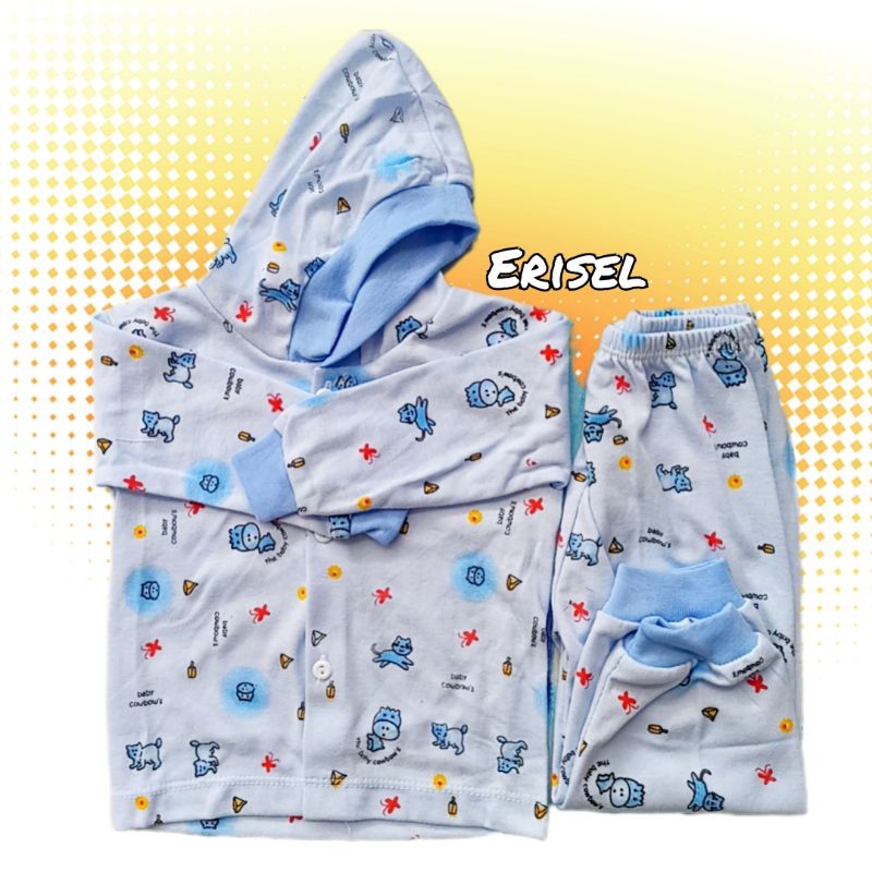 Set Baju Bayi Piyama Cindung Kancing Depan 0-18 Bulan