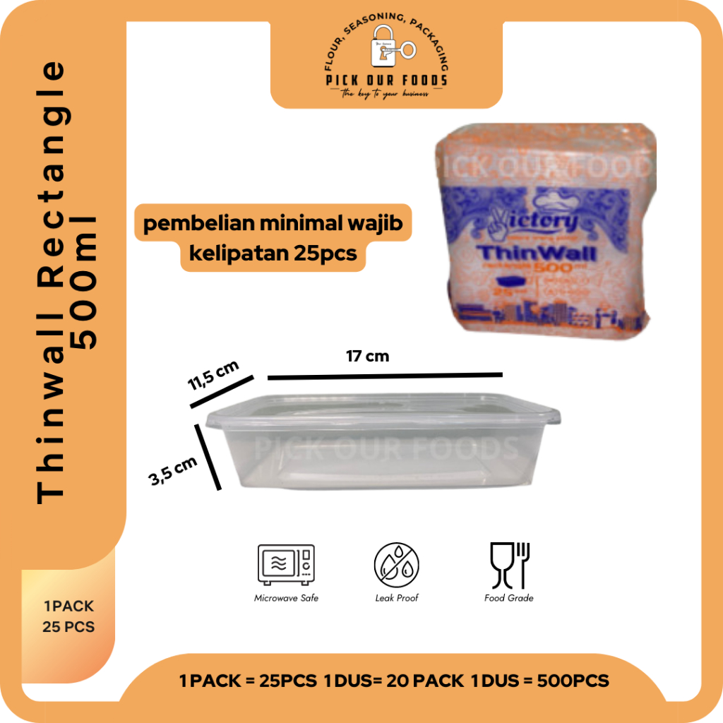 Thinwall Rectangle 500ml / 650 ML / 750 ML / 1000 ML | Thinwall Persegi Panjang