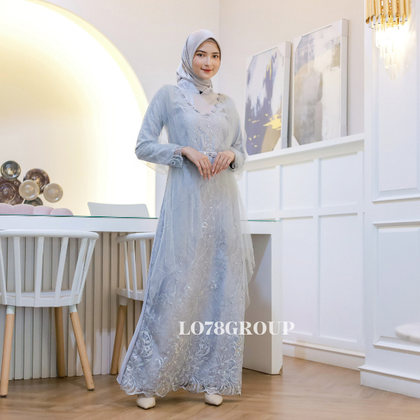 GAMIS RINDA|TERBARU READY XXL RINDA DRESS BROKAT VELVET KOMBINASI TILLE PREMIUM GAMIS KONDANGAN TERB