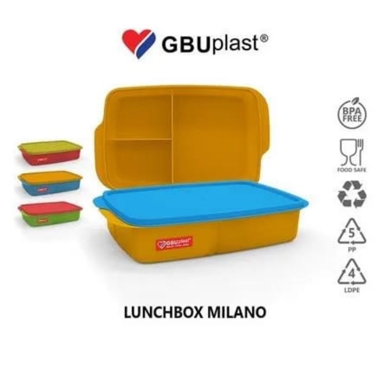 Lunch Box Milano Sekat 3 GBU plast Lunch box / kotak makan / tempat makan / lunchbox milano