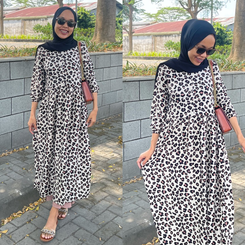 Dress Midi Motif Jumbo Ld 130 Rayon Adem