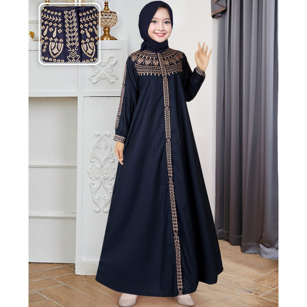 Gamis Anak Bahan Katun Toyobo Bordir | Gamis Bordir Anak Terbaru |Gamis Toyobo Anak