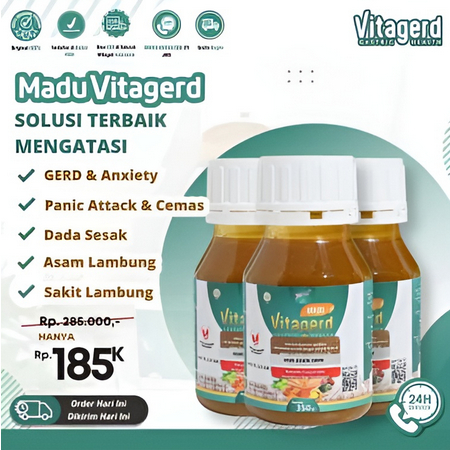 Madu Vitagerd - Herbal Obat GERD dan Asam Lambung Maag Kronis Serta Sakit Kepala Original 350gr