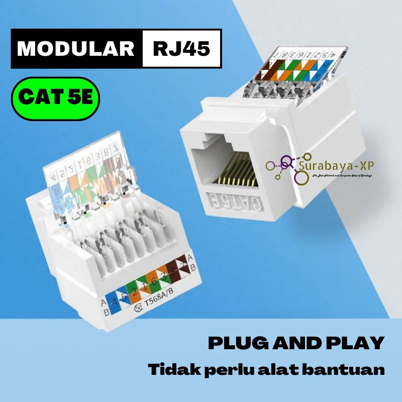 MODULAR KEYSTONE RJ45 CAT5E untuk Faceplate dinding wall