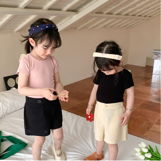 babyfit kaos lengan pendek punggung renda baju anak perempuan blus korean style import sc-0607