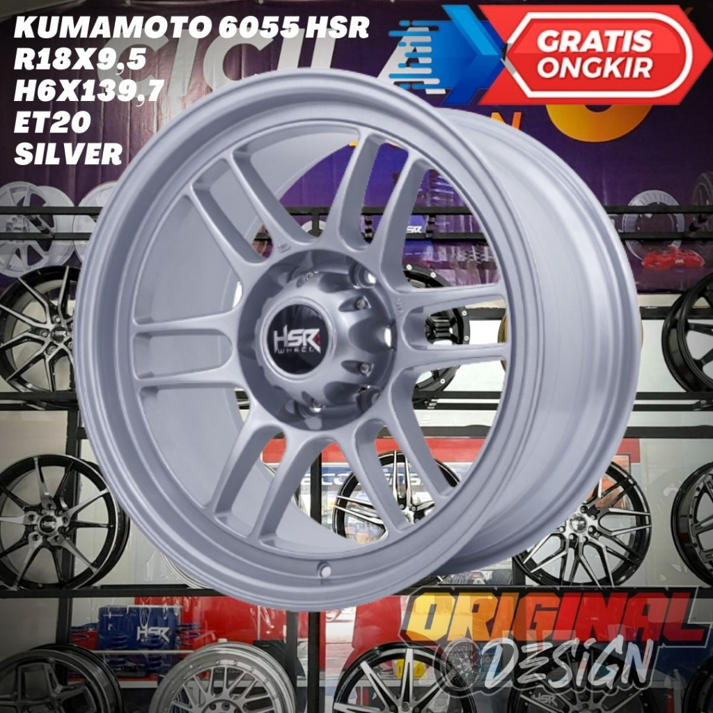 Velg RPF01 Ring 18 HSR R18 Lebar 9,5 H6 ET20 SIlver Untuk Pajero , Fortuner