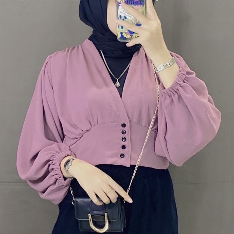 MAURIN CROP TOP BLOUSE OUTER / BIANCA TOP BLOUSE SEMI OUTER CRINKLE