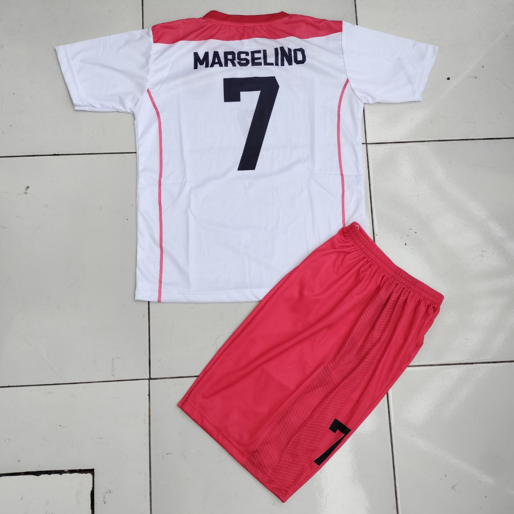 setelan jersey timnas putih anak/ baju bola timnas anak terbaru usia 5-12 th