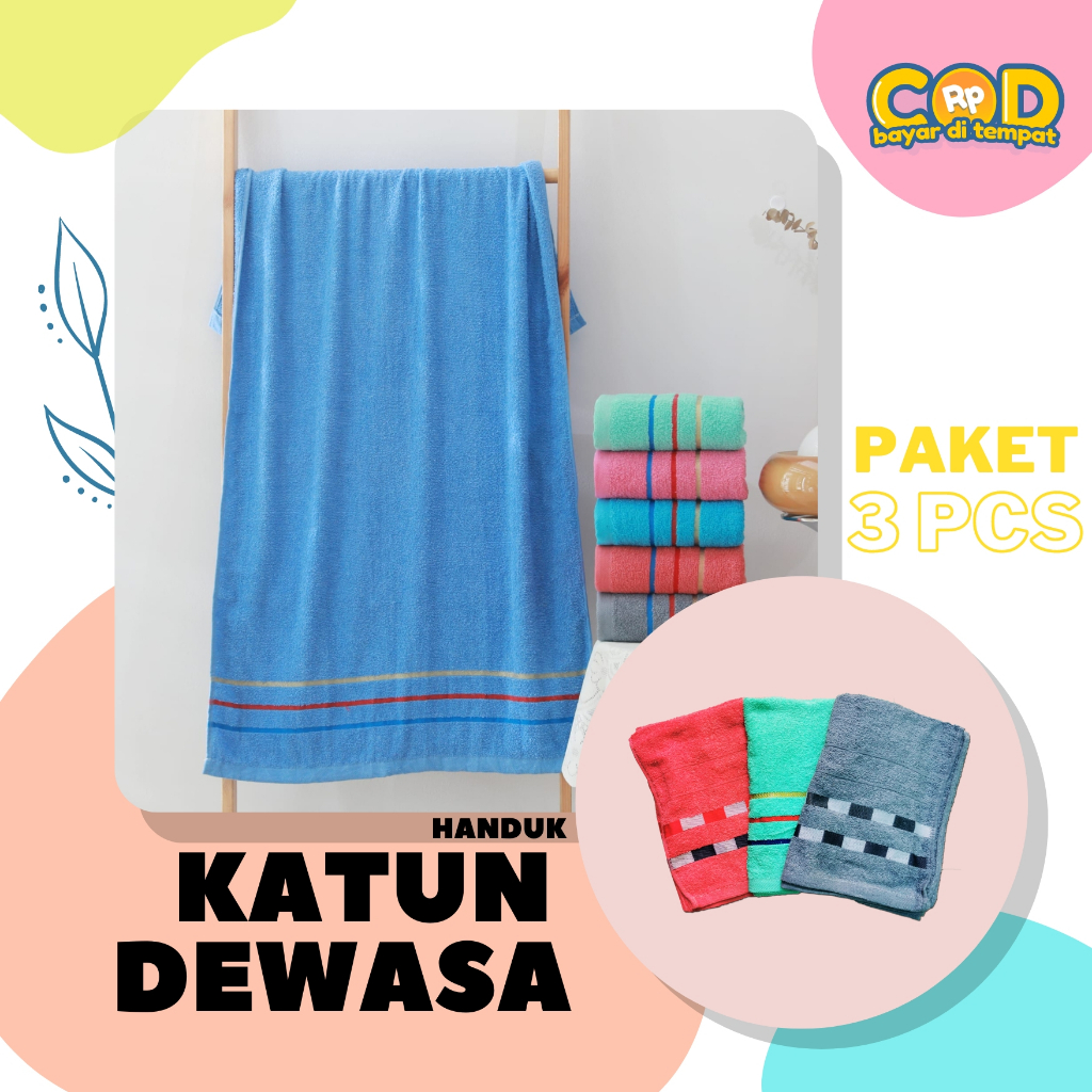 KUP - COD MURAH PAKET HANDUK KATUN DEWASA 3 PCS HANYA 70K