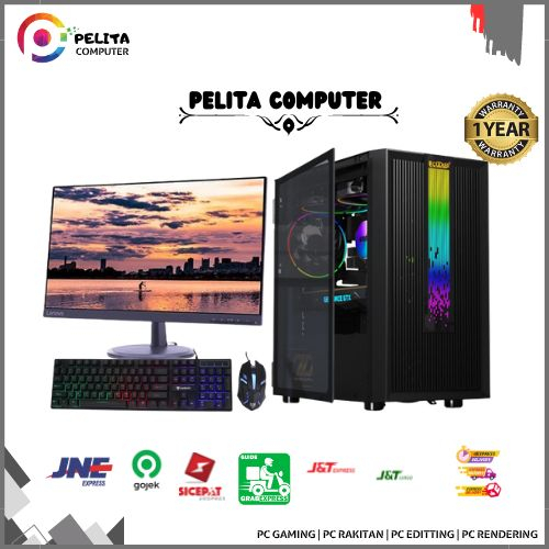 Pc core i5 10400f ddr4 32gb vga gtx 1650 Led 24in fulset gaming editing rakitan murah intel