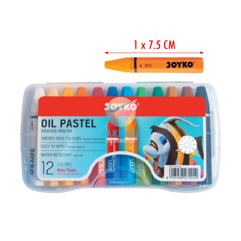 

(12 Pcs) Krayon 12 Warna JOYKO OP-12S Oil Pastels Crayon Aman Murah Anti Air Hard Case
