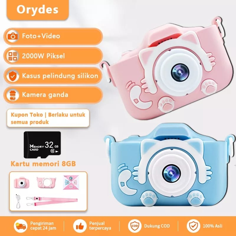 Kamera Anak Mini 32GB Digital Mini Kids Kamera Murah Mainan Digital Dual Kids Camera Kamera Digital 