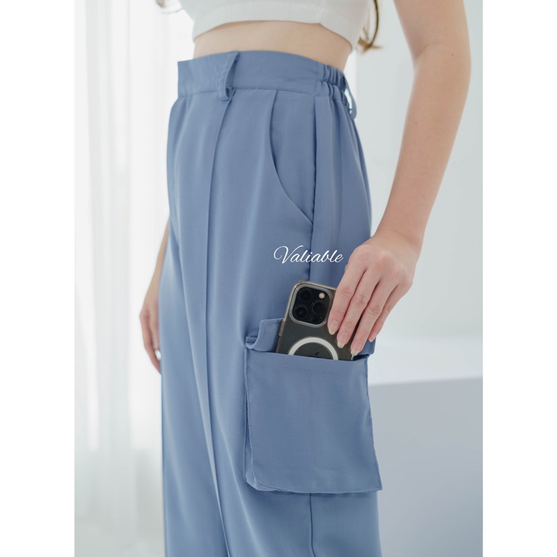 (M-XXL) Loona Cargo Highwaist Pants Polyester Valiable