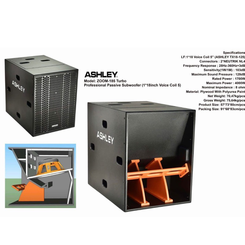 Subwoofer Pasif Ashley Zoom 185 Turbo Original Passive Sub 18 inch