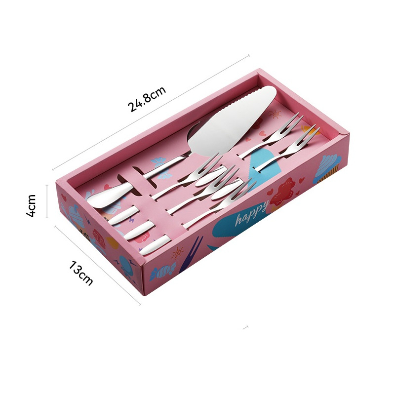 Mi.more 6pcs/set Cake Knife Fork Set Stainless Steel Dessert Cake Forks Silver Gold Cake Cutlery Fork For Mooncake