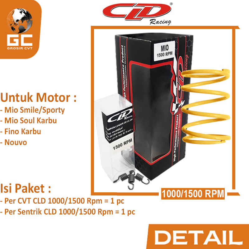 Paket Per CVT Sentrik Ganda Racing Yamaha Mio M3 S Z Soul GT Fazzio Lexi X Ride Fino Freego 125 CLD 1000/1500 RPM