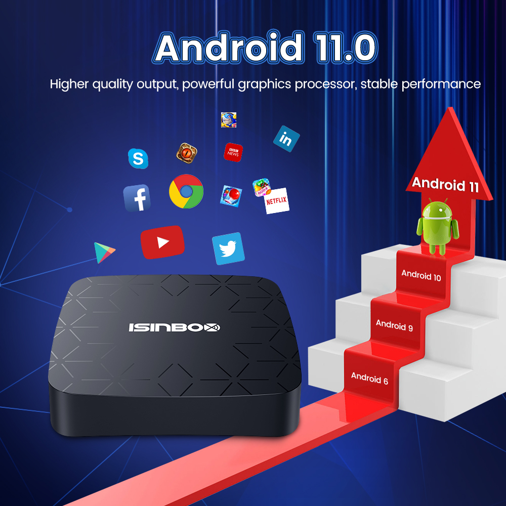 ISINBOX G18X4 TV Box Android 4K STB Media Player 2GB RAM 16GB ROM TV Box Digital 2.4GHz 5GHz Dual Band WiFi Bluetooth 5.1 Smart Set Top Box