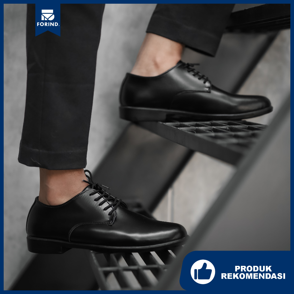 Derby Black | Sepatu Pantofel Formal Kasual Kerja Kuliah Pria Cowok Men Ori Lokal | FORIND x Worka