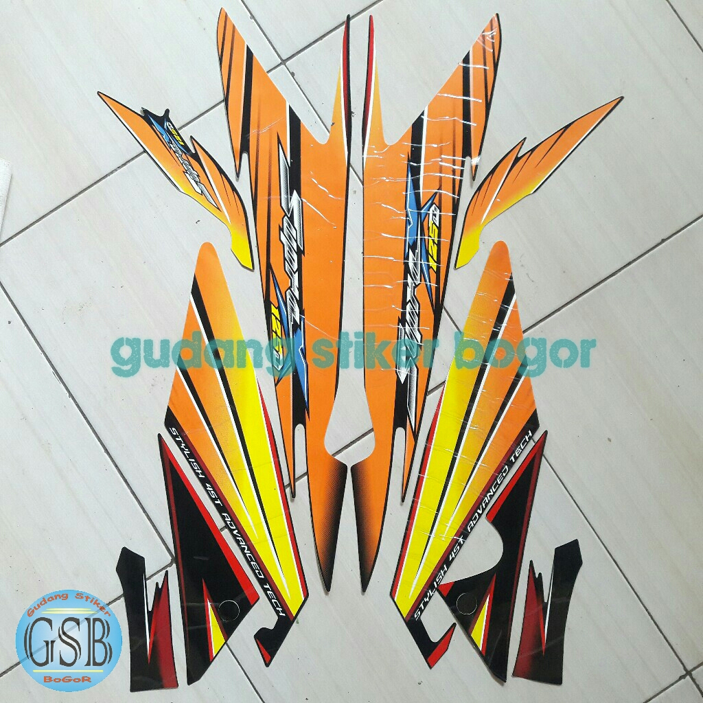 Stiker striping motor honda supra x 125d 2005 orange