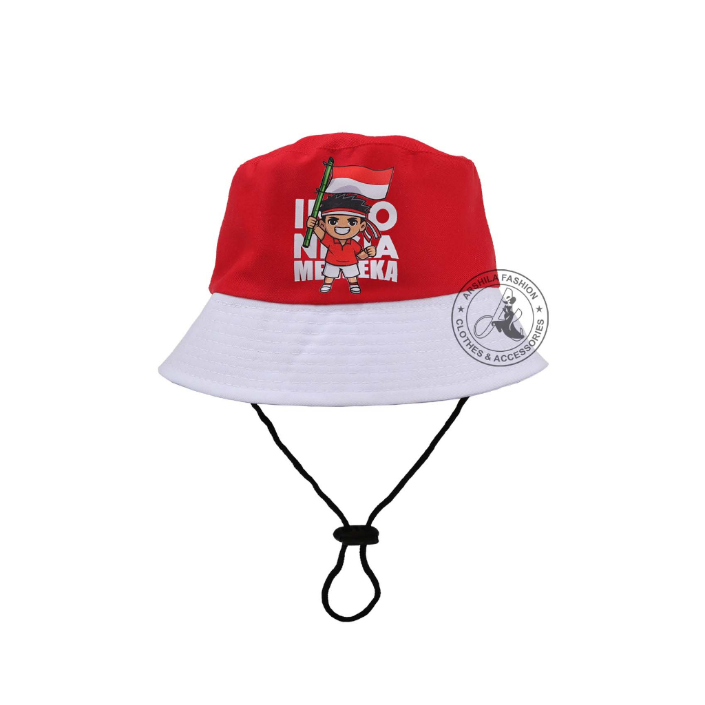 Topi bucket Anak Laki Laki Perempuan sablon Indonesia HUT RI