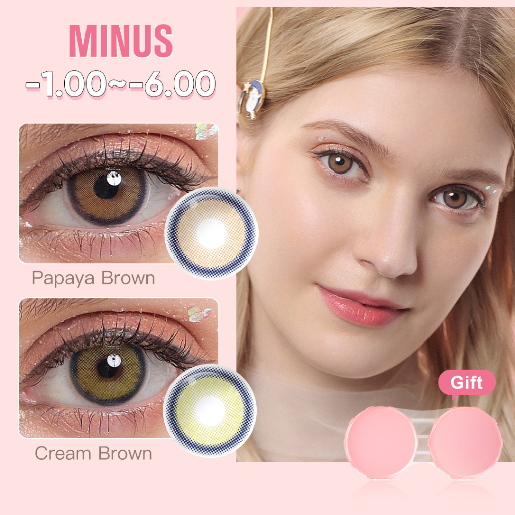 MAGISTER softlens minus (0.00~-6.00) MELODY seri soflens alam softlens 14 mm Brown