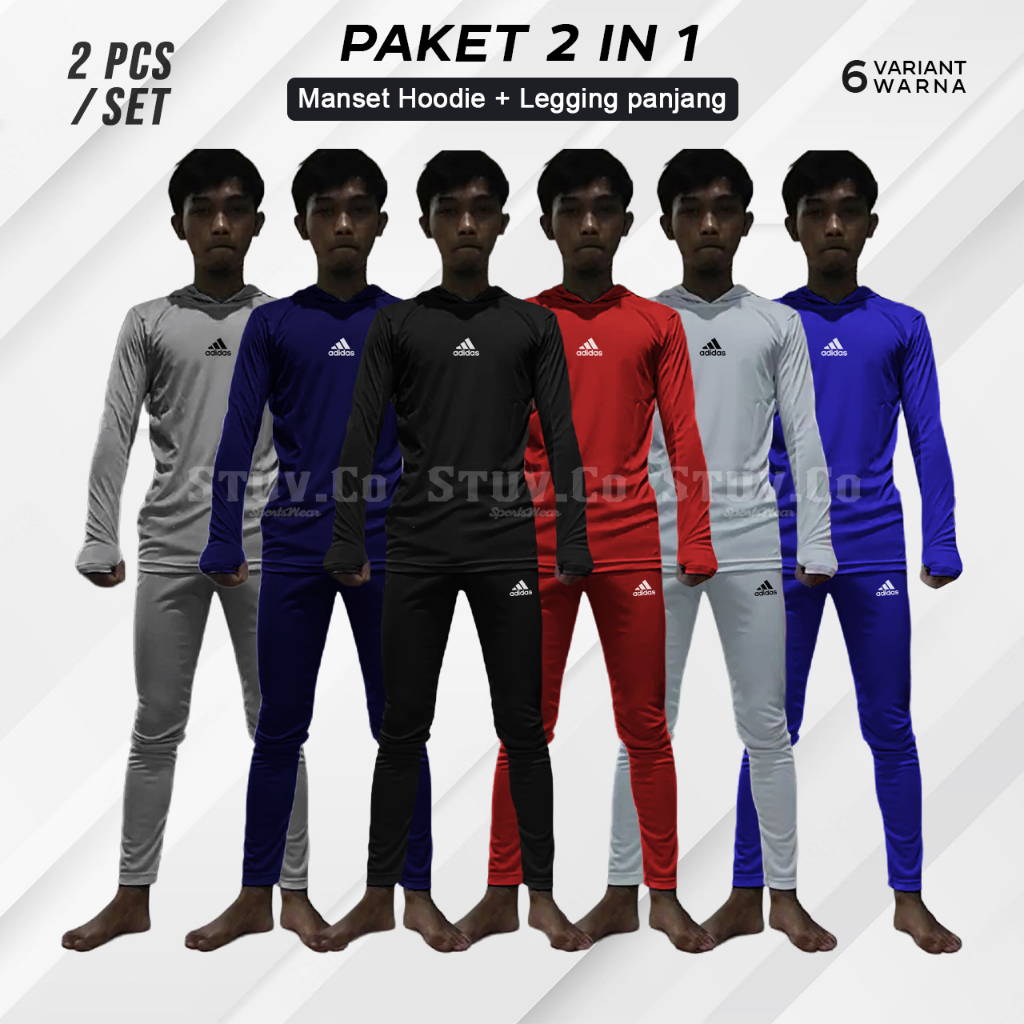 PAKETAN 2IN1 BASELAYER OLAHRAGA MANSET HOODIE DAN LEGGING PANJANG