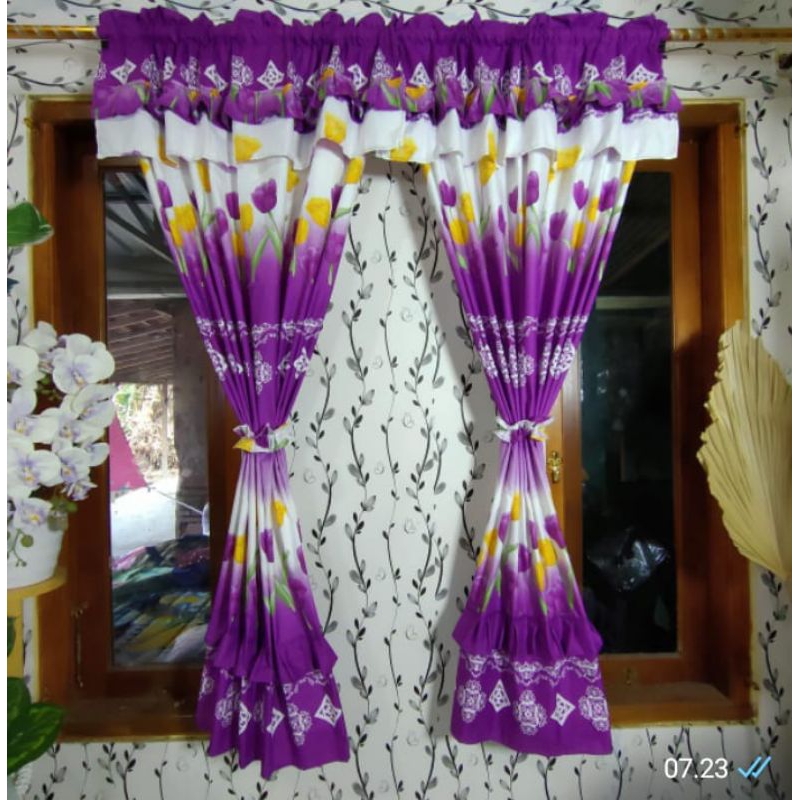 Gorden Jendela Pony Serut Motif Purple Tulip Mini