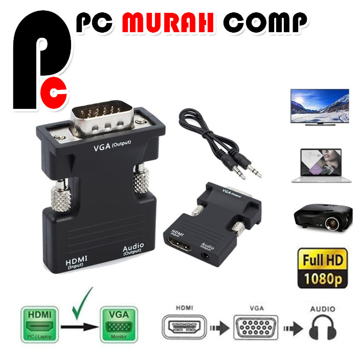 Converter HDTV To VGA Male + Audio Output Sinyal 1080P