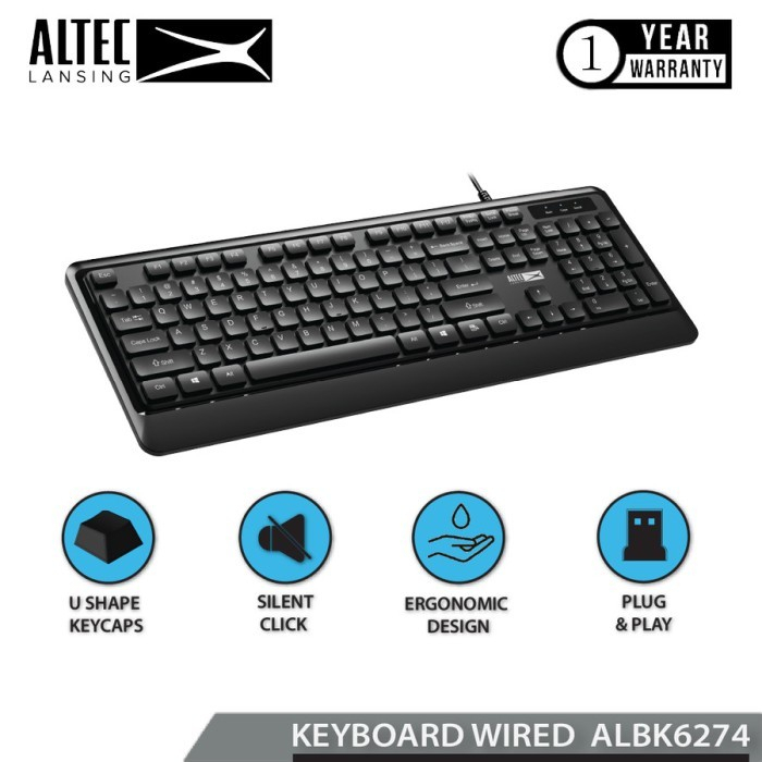 Keyboard Wired Altec Lansing ALBK6274 Silent Design