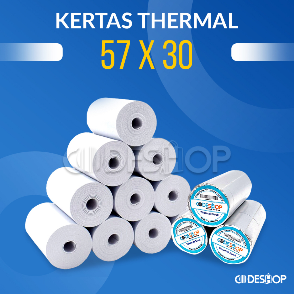 Kertas Struk Kasir CODESHOP 57x30mm 57 x 30 mm 57x30 mm Thermal Isi 10 Roll 1 SLOP