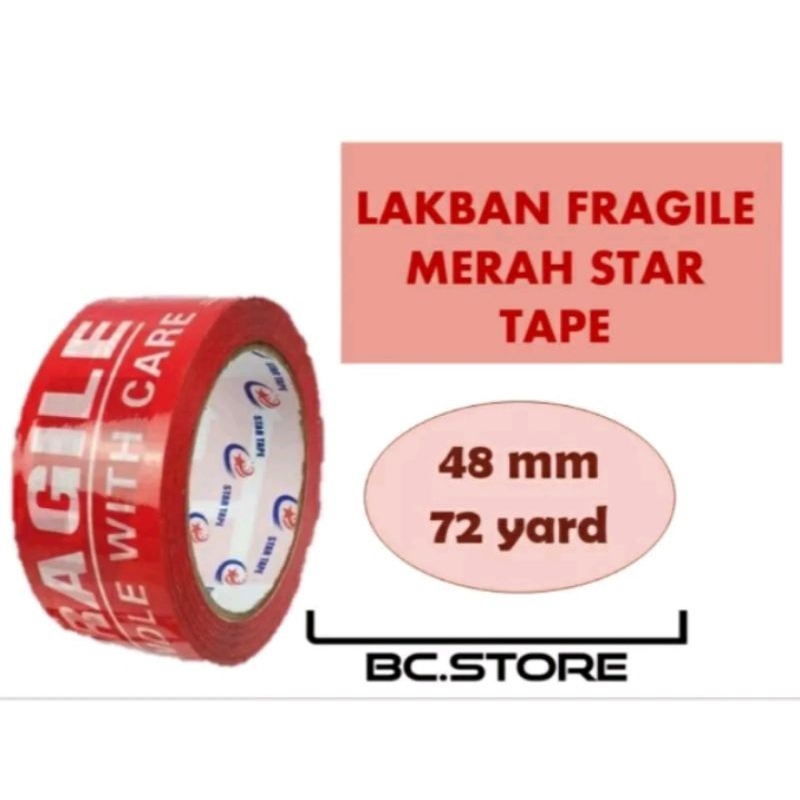

LAKBAN FRAGILE ( 1 PCS ) LENGKET STAR TAPE KUALITAS