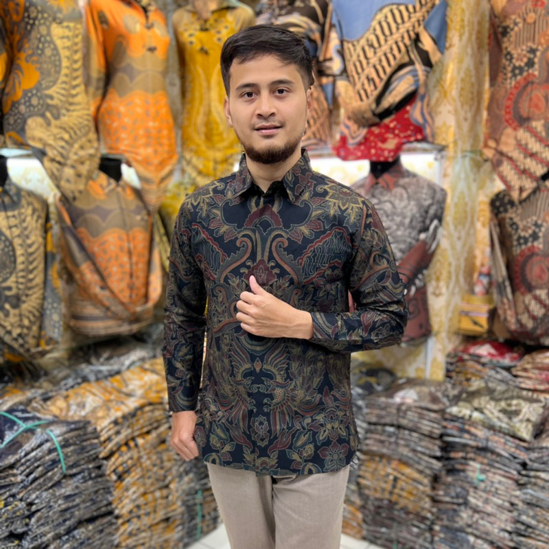 Batik SLIMFIT pria premium Pisan Bali Merah Bunayyastore Laskala prabu