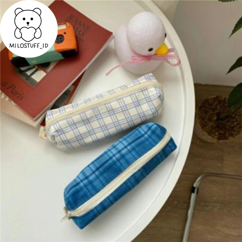 

[MILOSTUFF_ID] Tempat Pensil Kotak-Kotak Plaid Korean Style Pencil Case--MS0221