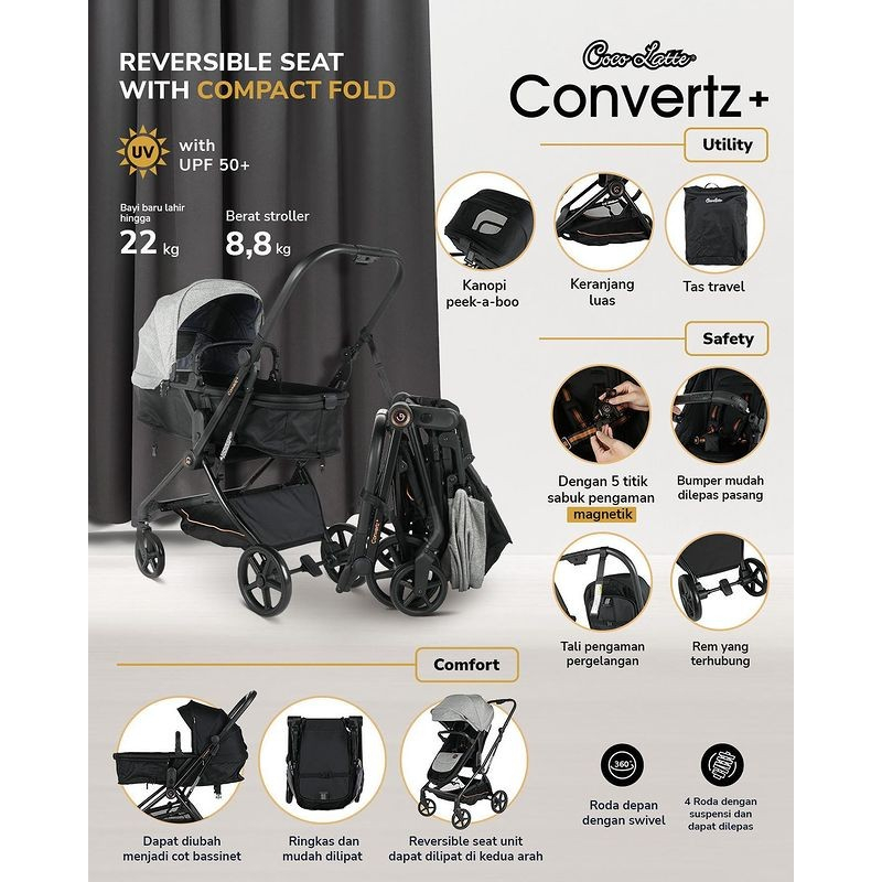 Stroller Reversible Cocolatte Convertz / Convertz+ / Convertz 2.0/ Kereta Dorong Bayi 2 arah