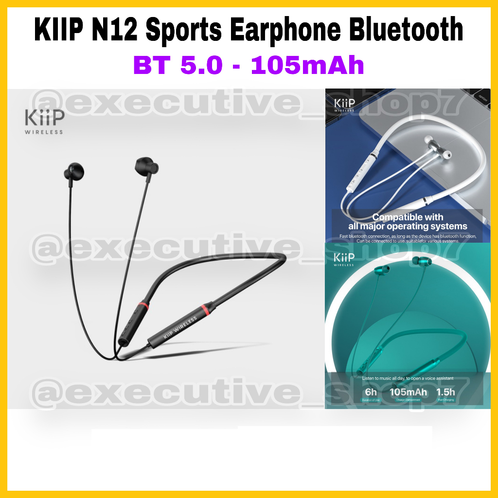 KIIP N12 Sports Earphone Bluetooth - Garansi Resmi 1 Tahun