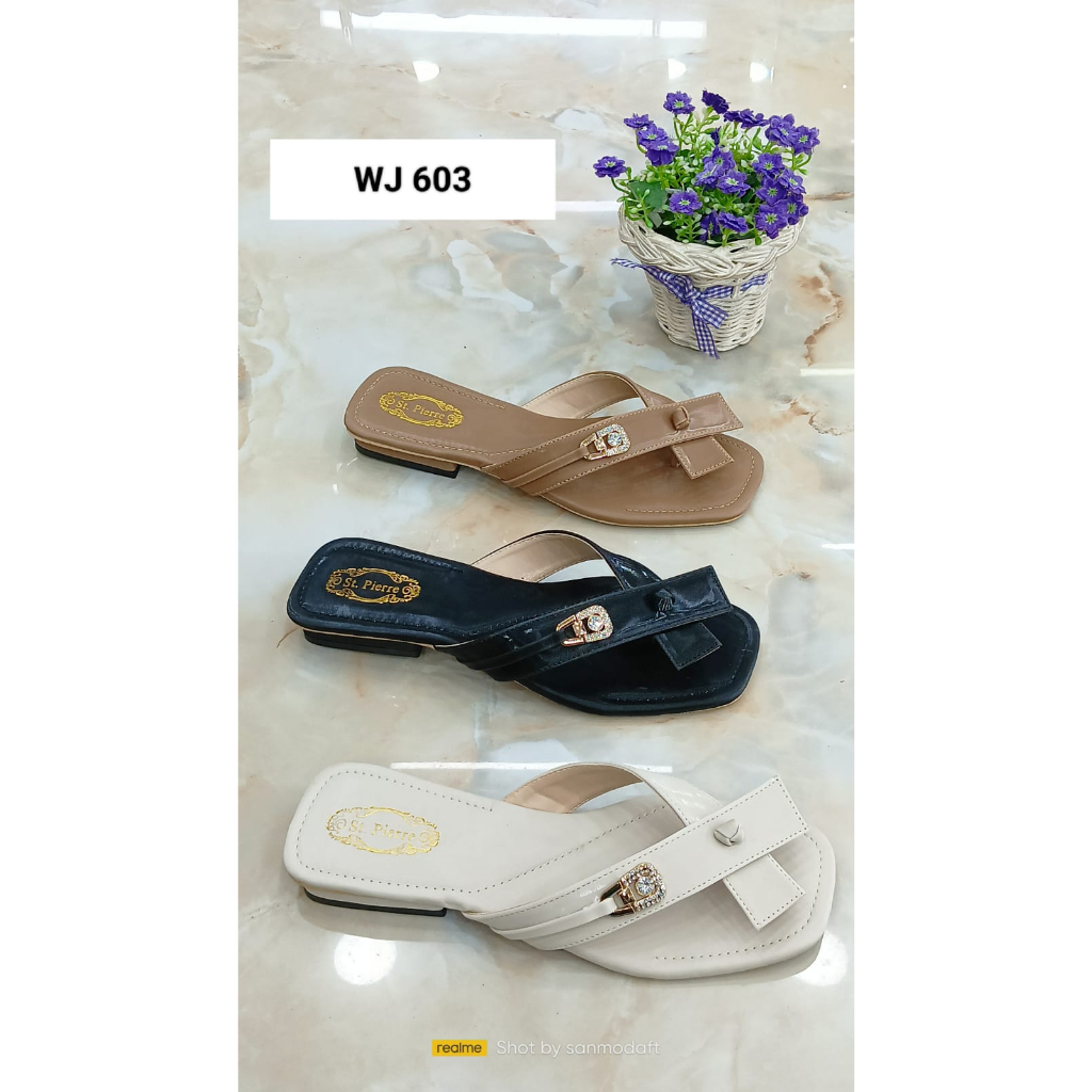 St.Pierre jepit WJ.603 sandal wanita heels rendah