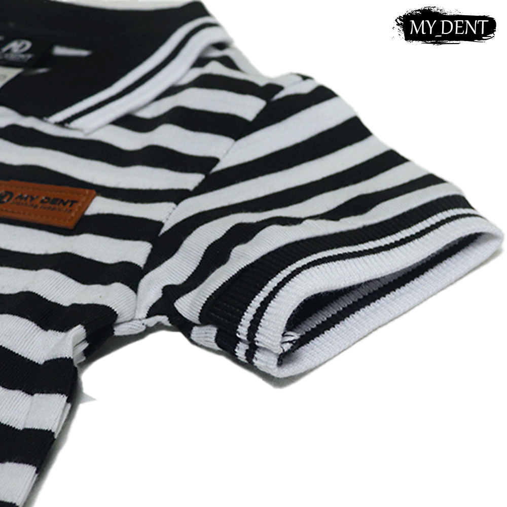 Baju Kaos Distro Anak Laki Laki Umur 1-7 Tahun Bahan Cotton - Strip / Salur black - mydent