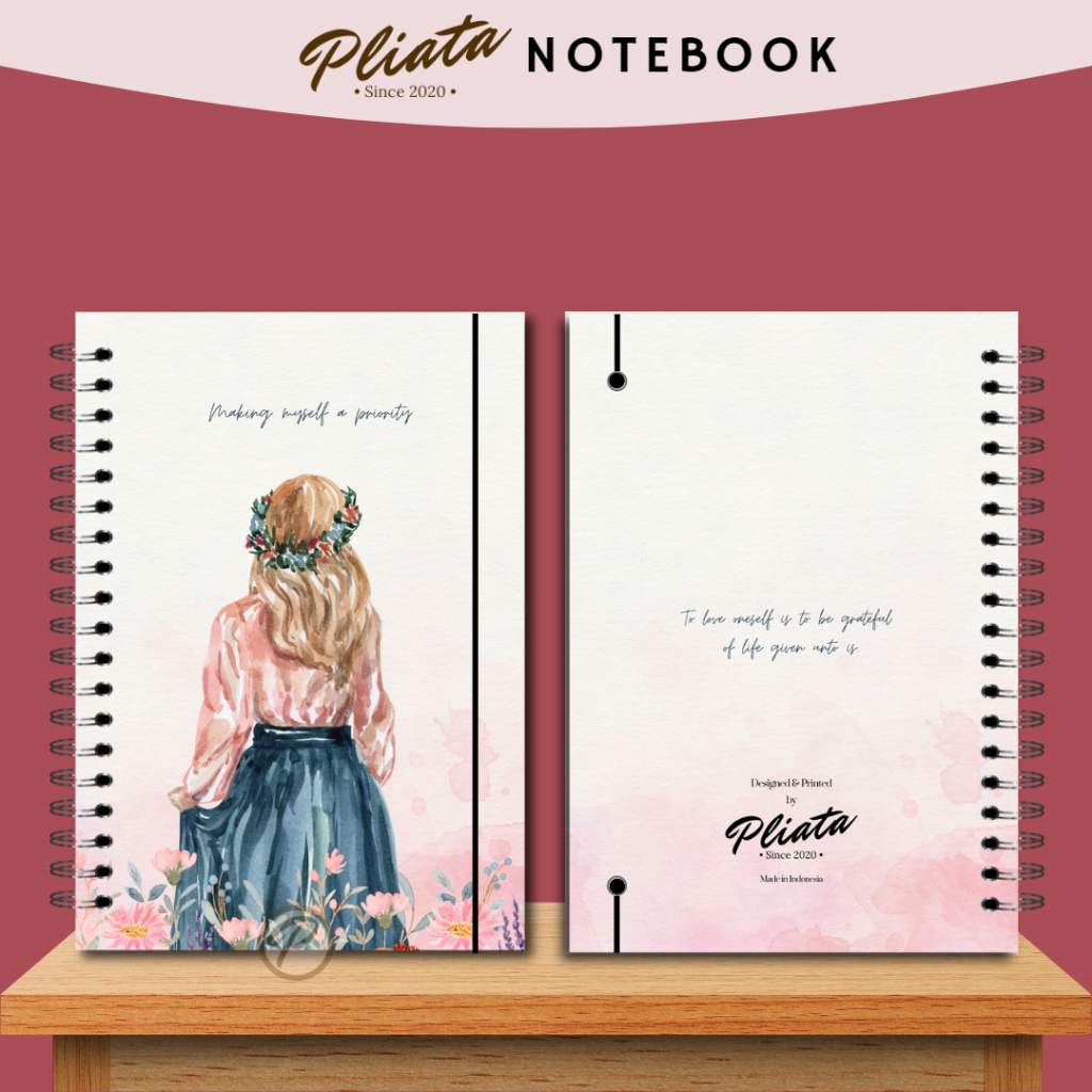 PLIATA NOTEBOOK SPIRAL - (PN93) Making Myself A Priority - Softcover Doft Aesthetic Book Buku Tulis