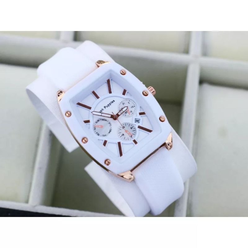 (Cod)Jam Tangan Wanita FSL Oval Crono3 Varisi Tanggal Aktif Strap Karet/Rubber(Dikirim jakarta)