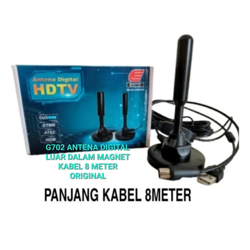 G702 ANTENA DIGITAL LUAR DALAM MAGNET KABEL 8 METER BOOSTER TV ORIGINAL SET TOP BOX STB OUTDOOR INDOOR USB POWER PORT PENGUAT SINYAL SIGNAL TIVI TELEVISI HDTV  GARANSI UANG KEMBALI BILA PRODUK YANG DITERIMA TIDAK BERFUNGSI / TIDAK SESUAI / TIDAK COCOK  Ca