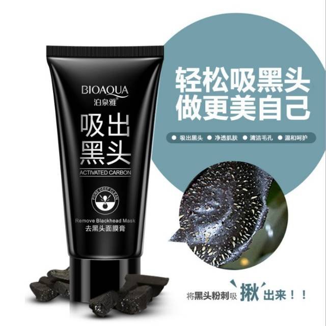 BIO AQUA MASKER WAJAH HITAM PENGHILANG KOMEDO ANTI JERAWAT BLACKHEAD MASK BAMBOO CHARCOAL AMPUH PRIA