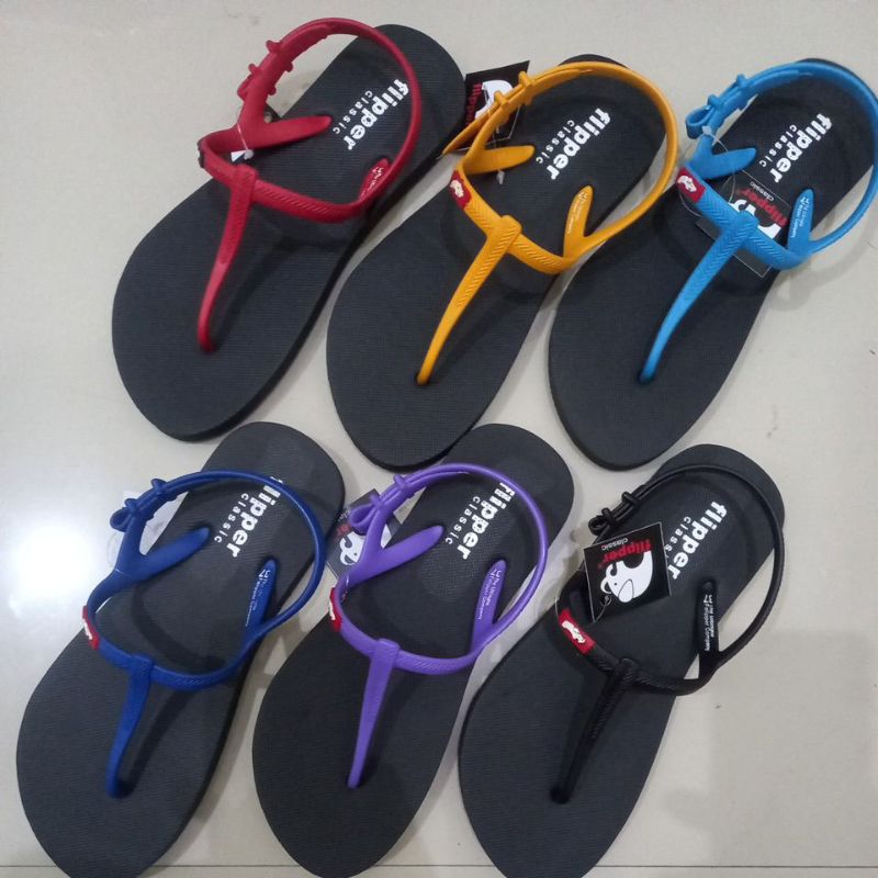 (KIRIM HARI INI) Sandal Wanita Flipper Strappy Black / Bukan Sandal Fipper