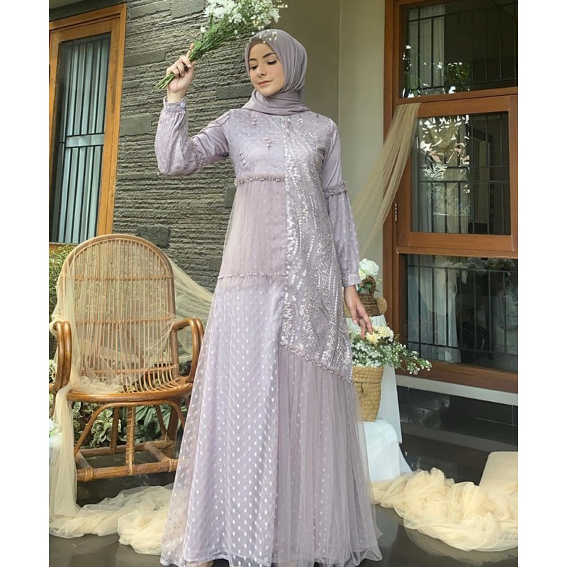 PRELOVED GAMIS BY JAVINA OFFICIAL NAVILAA DRESS Ukuran S GAUN PESTA