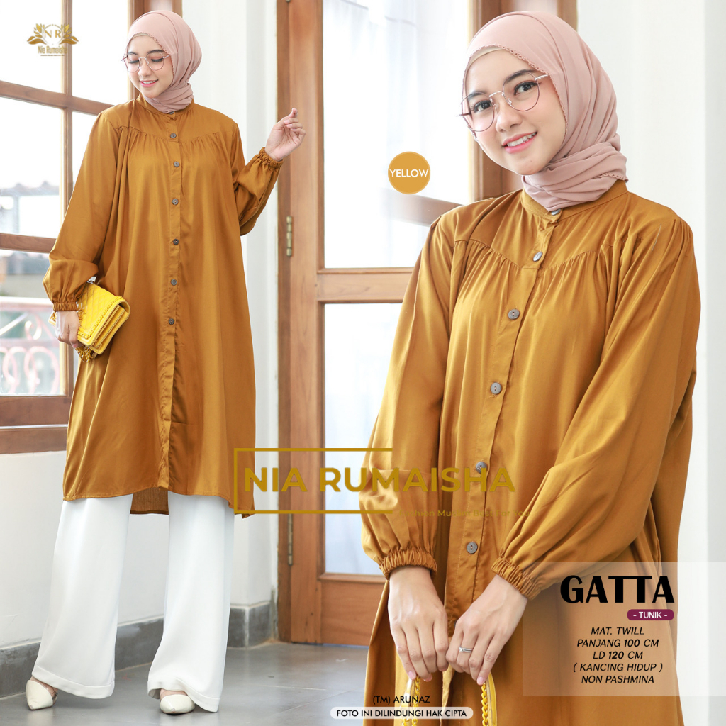 Gatta Tunik Twill Atasan Muslim Wanita Original Produk By Nia Rumaisha