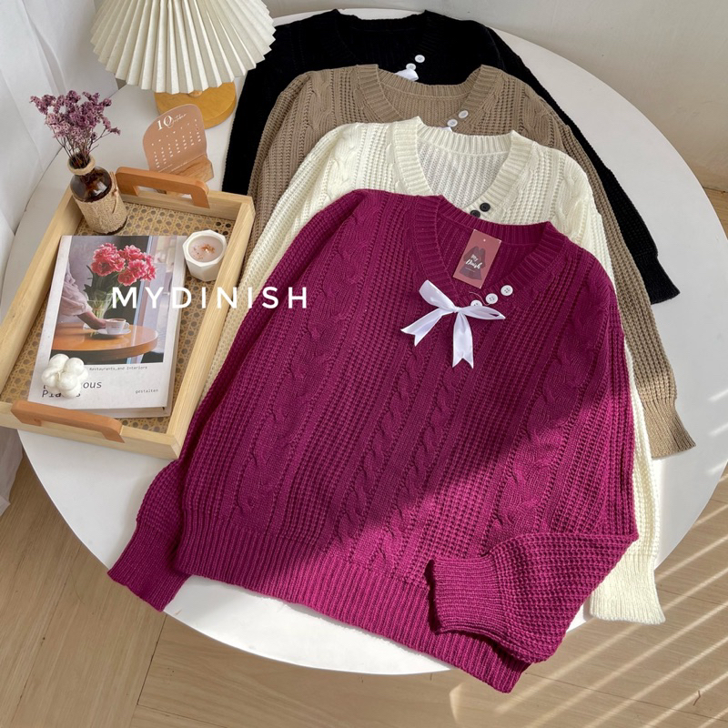 Zora Sweater Rajut Wanita Motif Pita