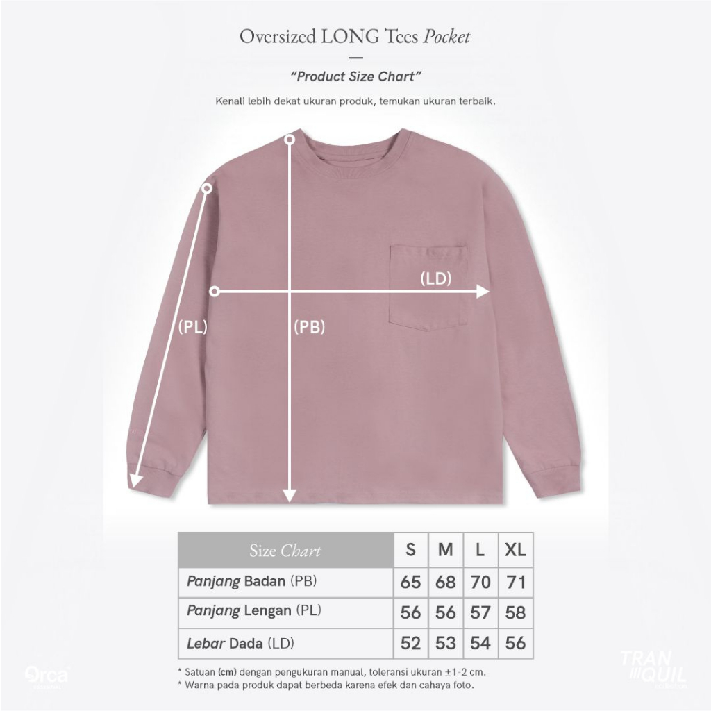 Orca Oversized Long Tees Pocket Dusty Pink