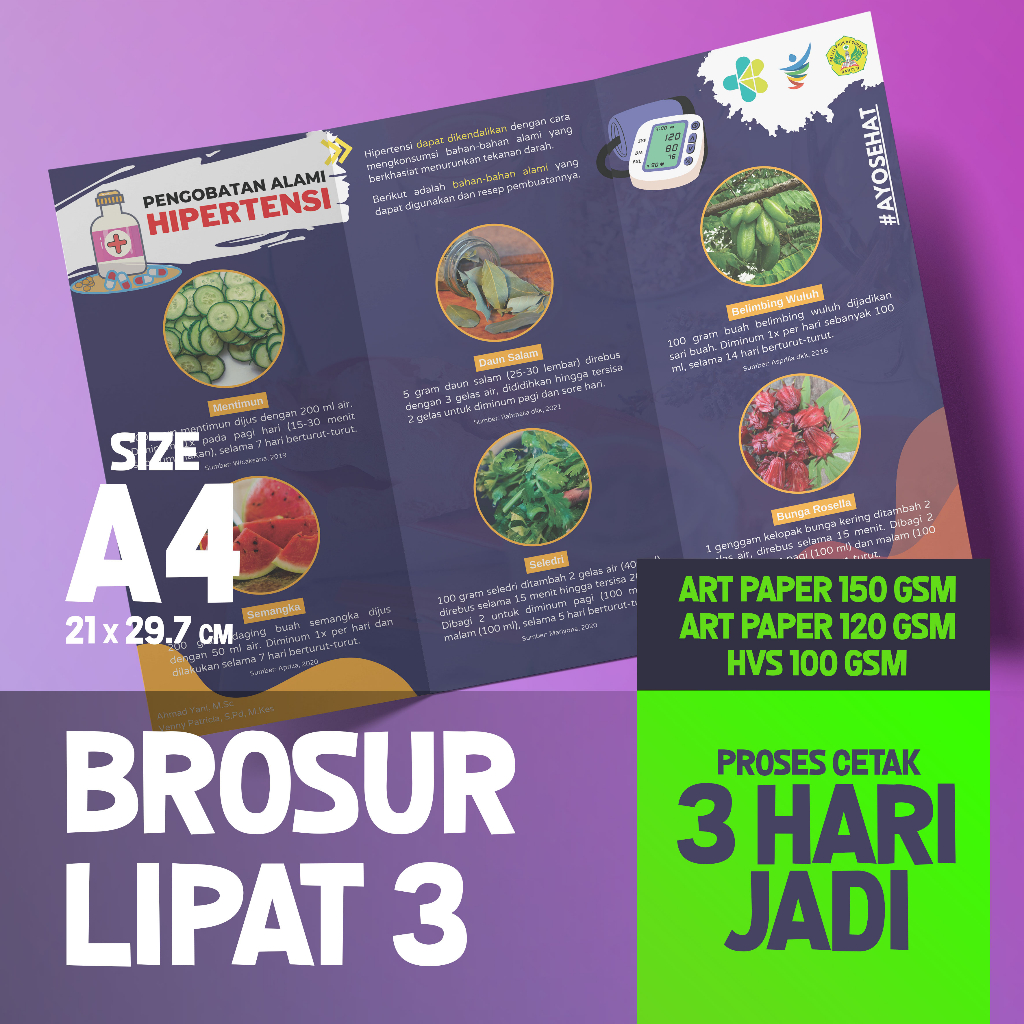 

Cetak Brosur A4 Lipat 3 - Art Paper 150 / 120, HVS 100